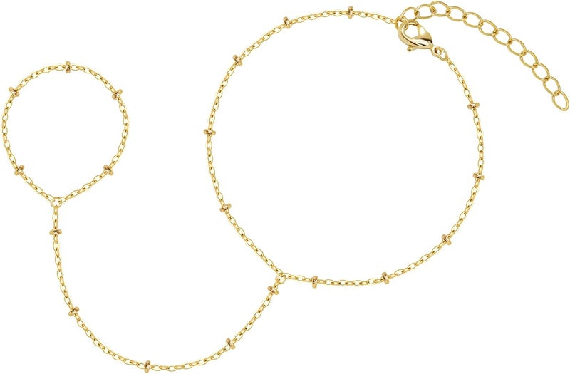 Poxtex Gold Bracelets Set for Women Stack, Dainty Thick Bracelets Stack for Women Trendy, Simple Thin Gold Plated Cuff Stackable Bracelets With Beaded Cuban Paperclip Snake Rope Bangle Hand Chain Jewelry Gifts for Women Non Tainish - Image 1